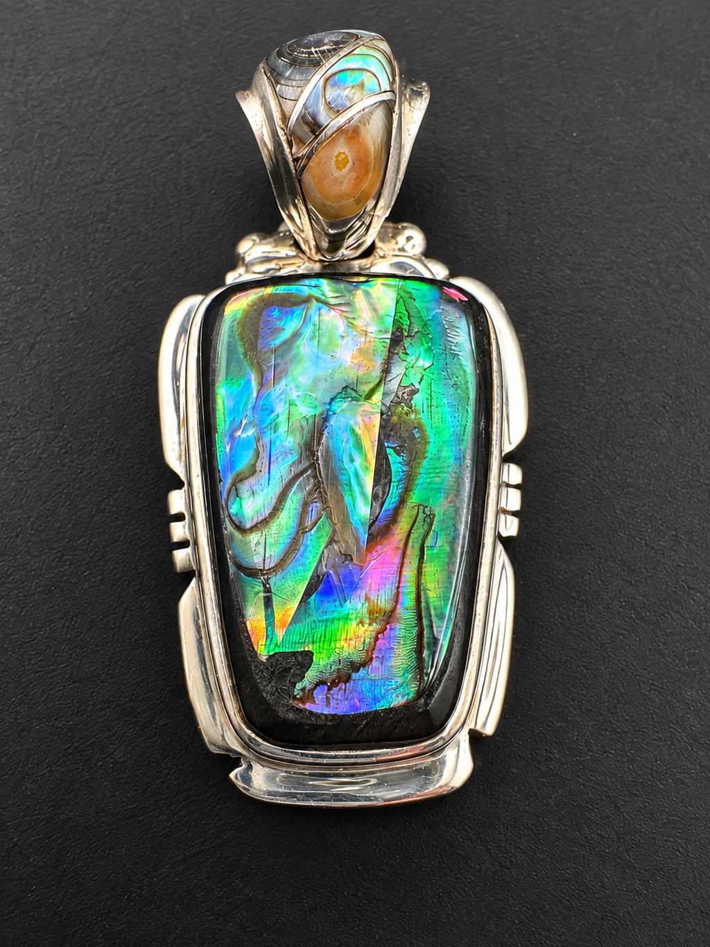 Wednesday Eddie Custom Sterling Silver Shell Inlay Pendant Earrings Set