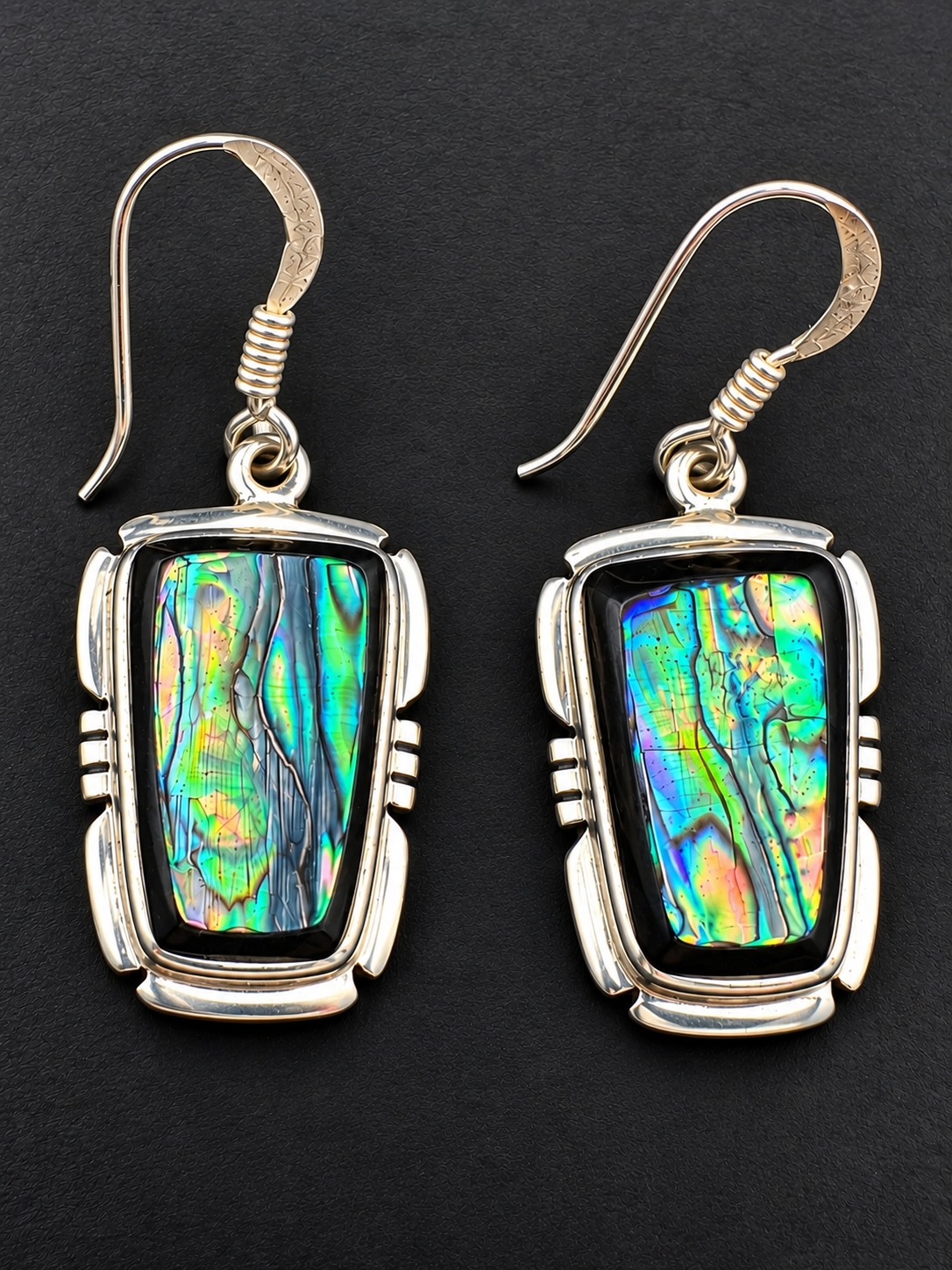 Wednesday Eddie Custom Sterling Silver Shell Inlay Pendant Earrings Set