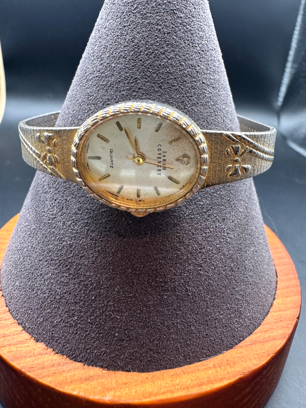 Vintage Sarah Coventry Quartz Watch, Two-Tone Textured Band, Untested
