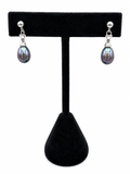 Freshwater Pearl Drop Earrings Silver Tone Purple Iridescent Teardrop Vintage