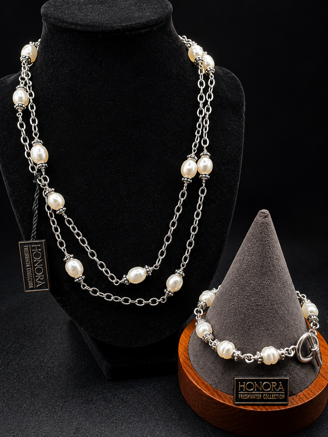 HONORA Freshwater Collection Pearl Necklace & Bracelet Set – Ivory Pearls