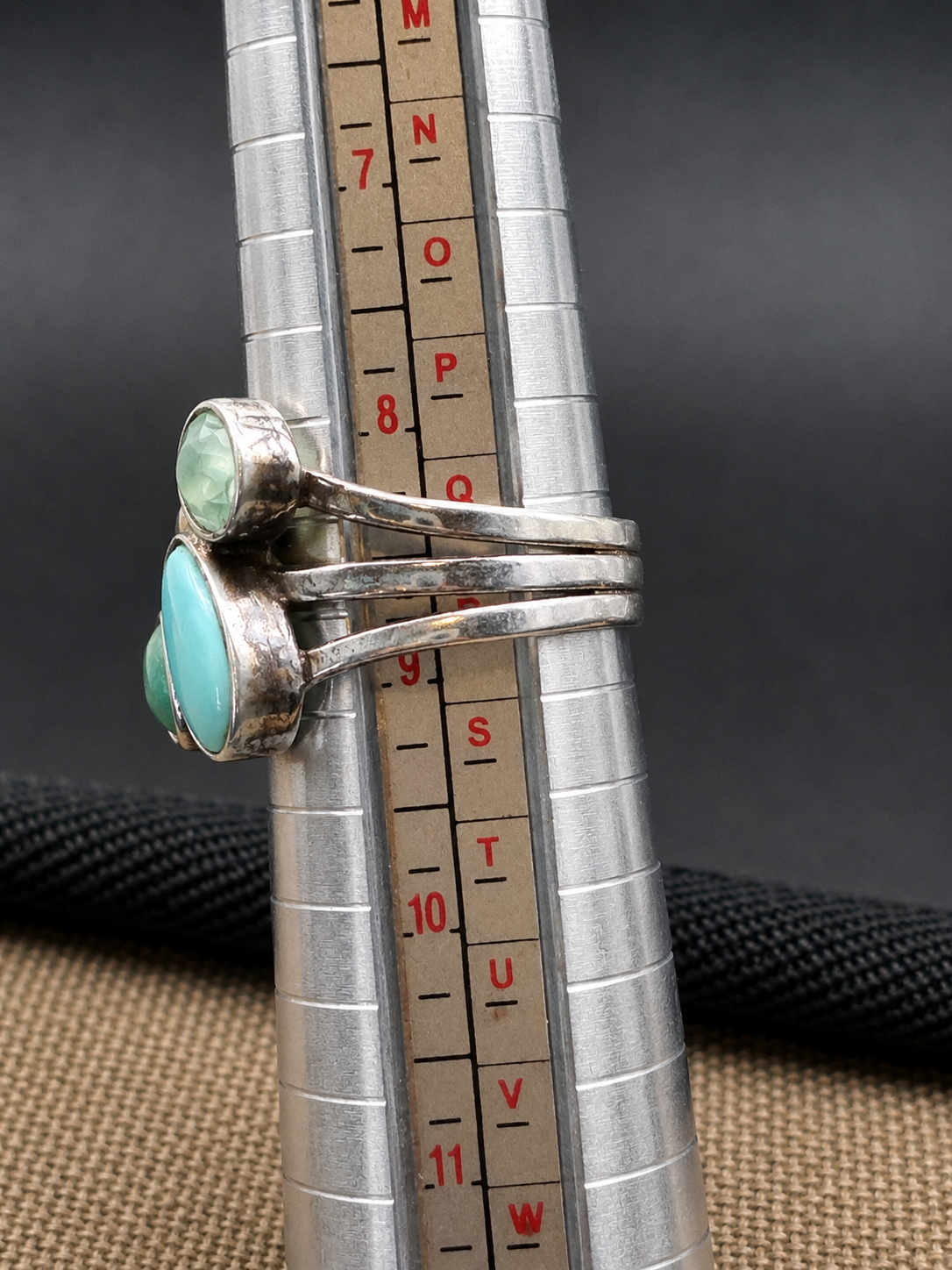 Larimar Moonstone Labradorite Aquamarine Sterling Silver Multi-Stone Ring Size 8
