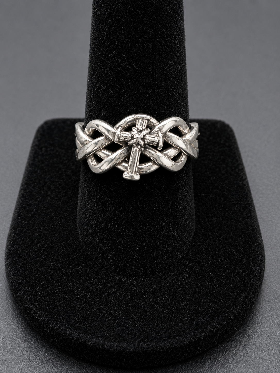 Sterling Silver Woven Celtic Knot Ring Intricate Braided Weave Design Vintage Style
