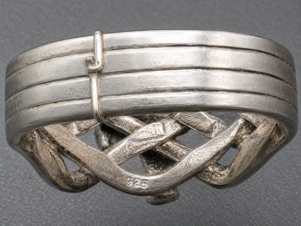 Sterling Silver Woven Celtic Knot Ring Intricate Braided Weave Design Vintage Style