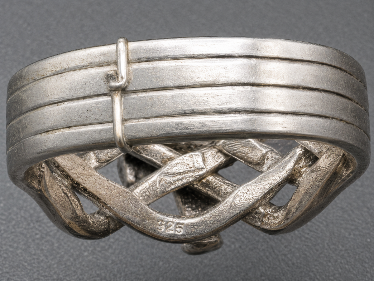 Sterling Silver Woven Celtic Knot Ring Intricate Braided Weave Design Vintage Style