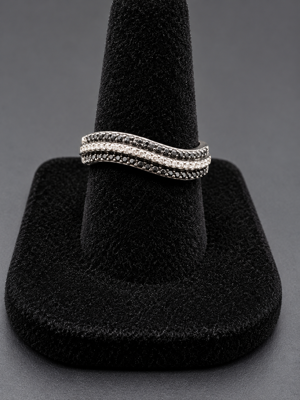 Vintage Silver Woven Wave Ring Textured Multi Row Band Size 7.5