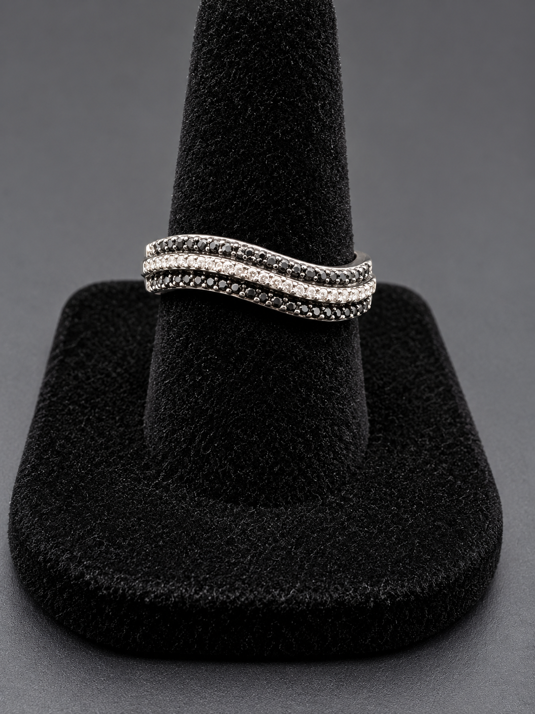 Vintage Silver Woven Wave Ring Textured Multi Row Band Size 7.5
