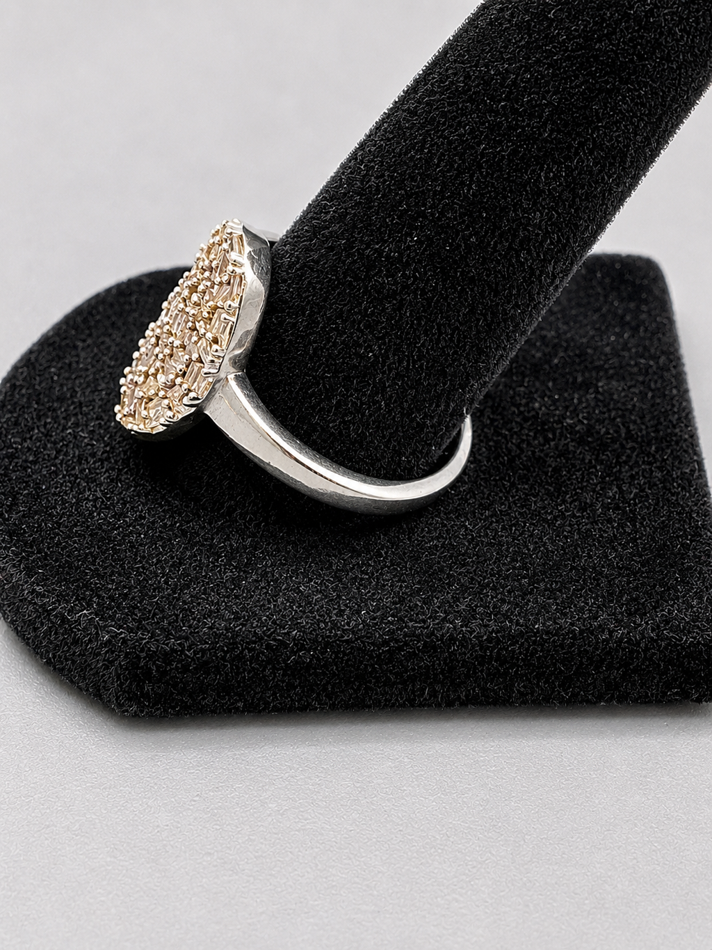D'Joy 925 Sterling Silver Oval Baguette Cluster Statement Ring