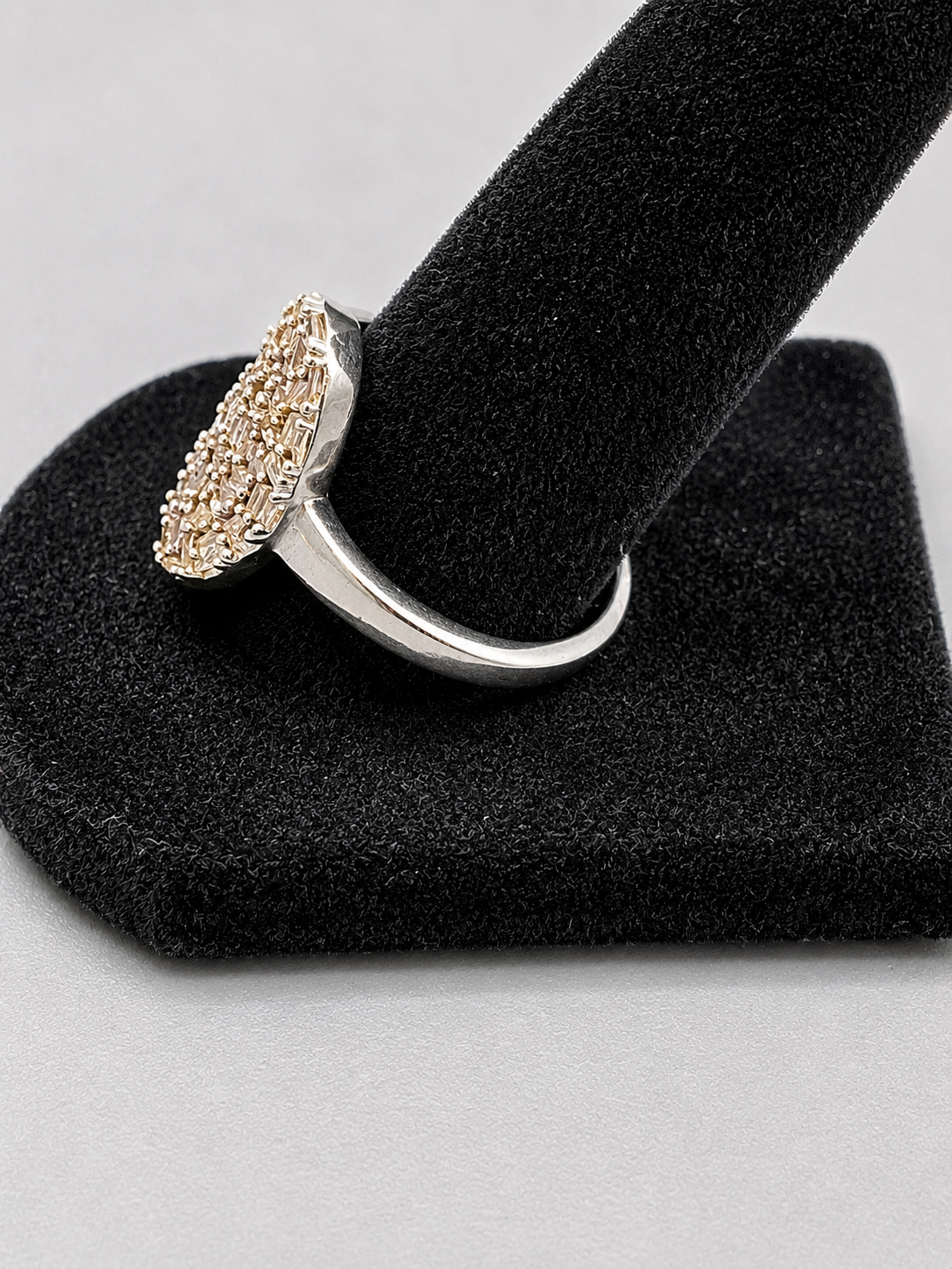 D'Joy 925 Sterling Silver Oval Baguette Cluster Statement Ring