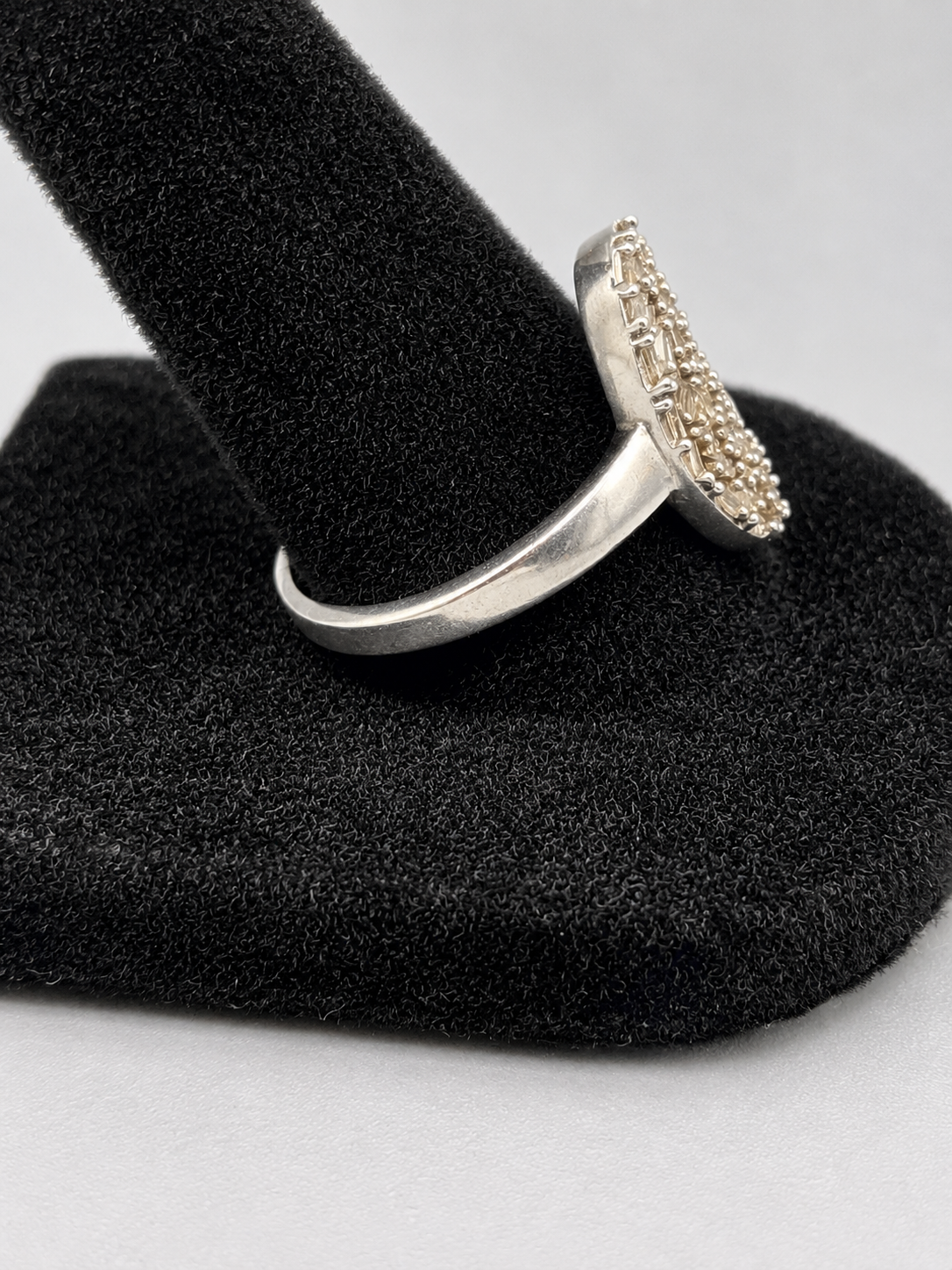 D'Joy 925 Sterling Silver Oval Baguette Cluster Statement Ring