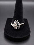 925 Sterling Silver Black Marquise Stone Floral Cluster Ring Size 10 1.2g
