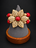 Vintage Natural Seed Pod Wood Bead Bracelet Red Beads Boho Statement