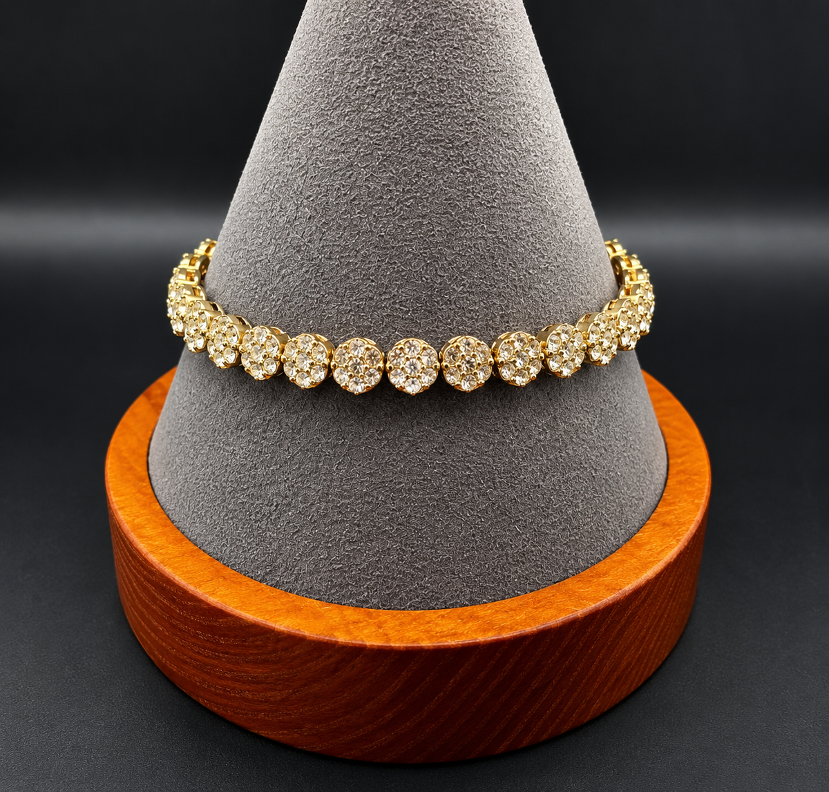 Gold Tone Crystal Tennis Bracelet Adjustable Slider Bolo Bracelet Clear Rhinestones