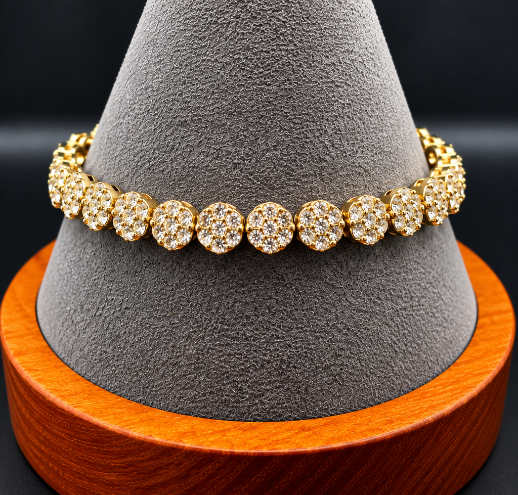 Gold Tone Crystal Tennis Bracelet Adjustable Slider Bolo Bracelet Clear Rhinestones