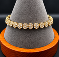 Gold Tone Crystal Tennis Bracelet Adjustable Slider Bolo Bracelet Clear Rhinestones