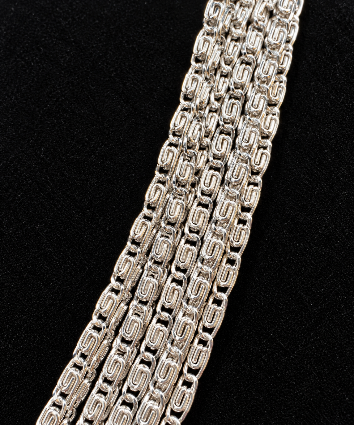 Vintage Sarah Coventry Signed Silver Tone Multi Strand Byzantine Necklace w/Box