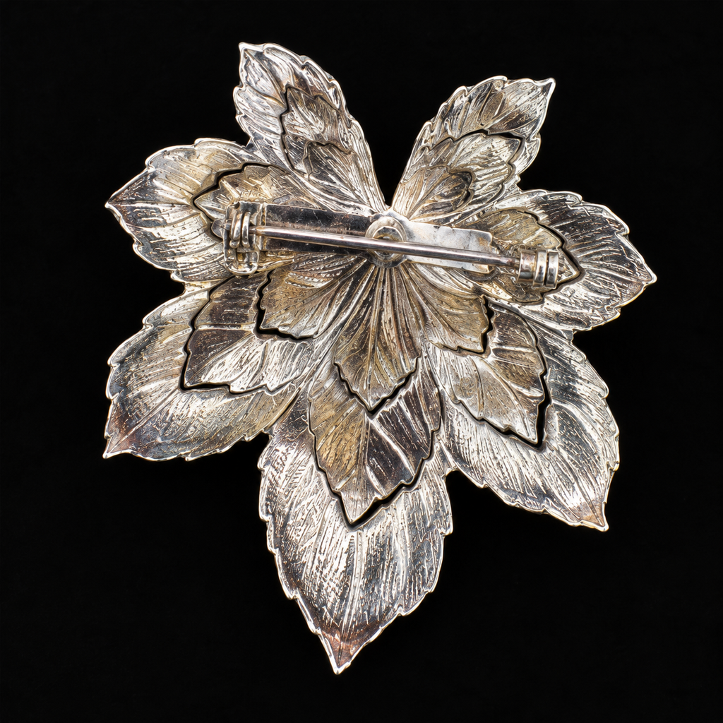 Sarah Coventry Silver Tone Leaf Brooch & Clip On Earrings Set Vintage Signed