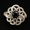 Sarah Coventry Silver Tone Black Stone Statement Ring Adjustable