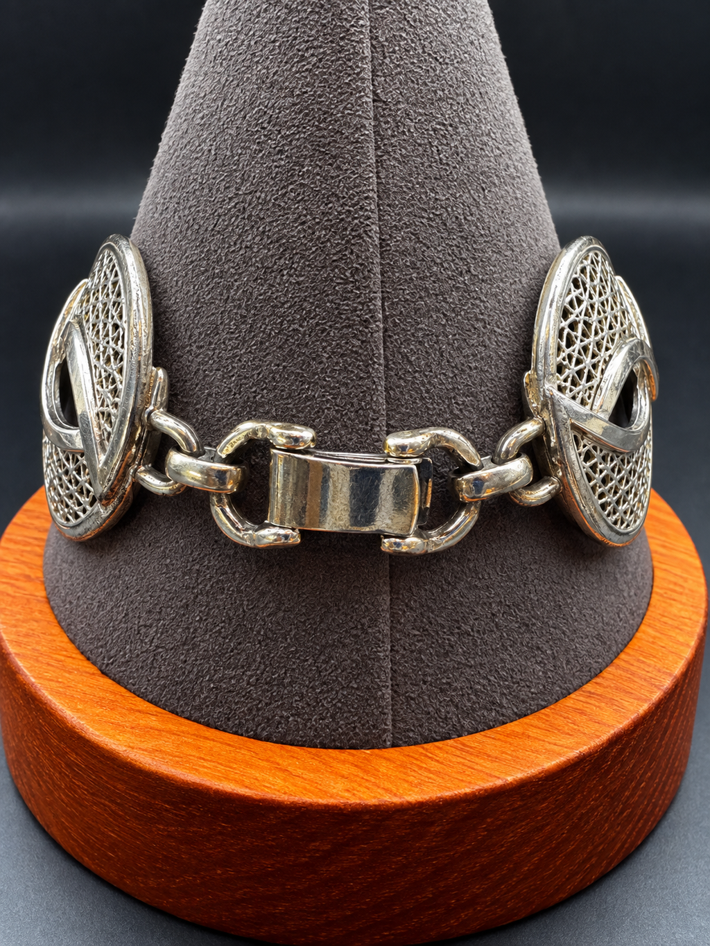 Vintage Sarah Coventry Silver Tone Openwork Link Bracelet Mid Century Signed