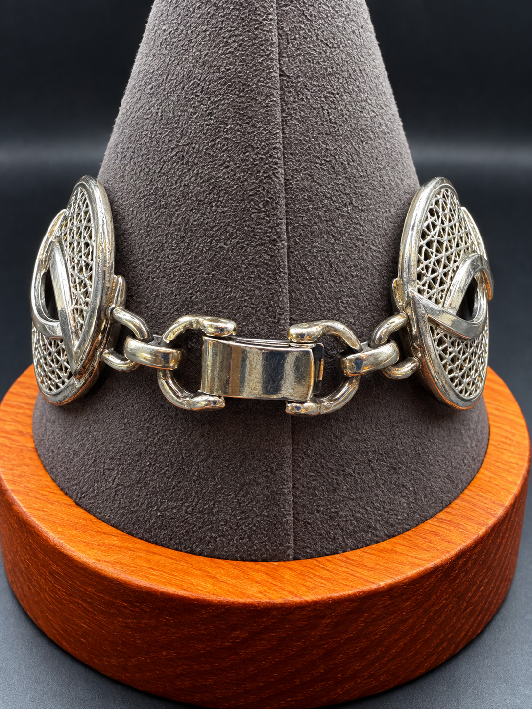 Vintage Sarah Coventry Silver Tone Openwork Link Bracelet Mid Century Signed