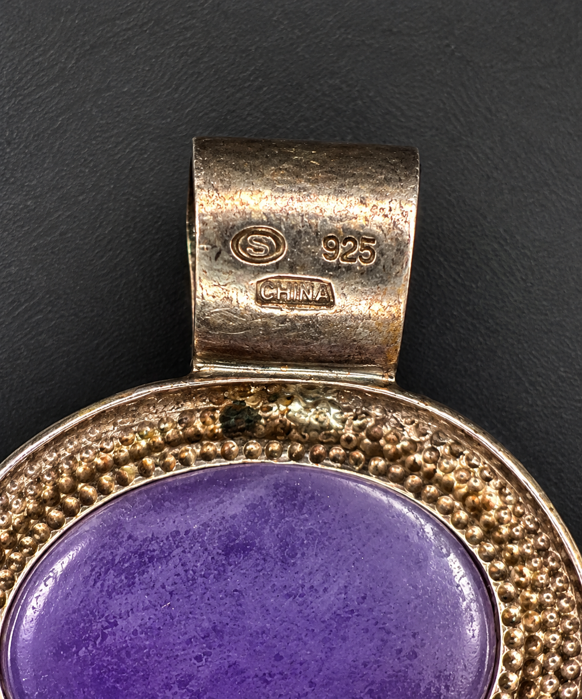 Vintage VINTA 925 Sterling Silver Purple Cabochon Pendant Scandinavian Modern