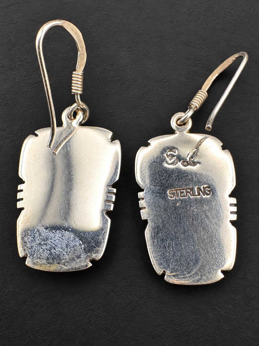 Wednesday Eddie Custom Sterling Silver Shell Inlay Pendant Earrings Set