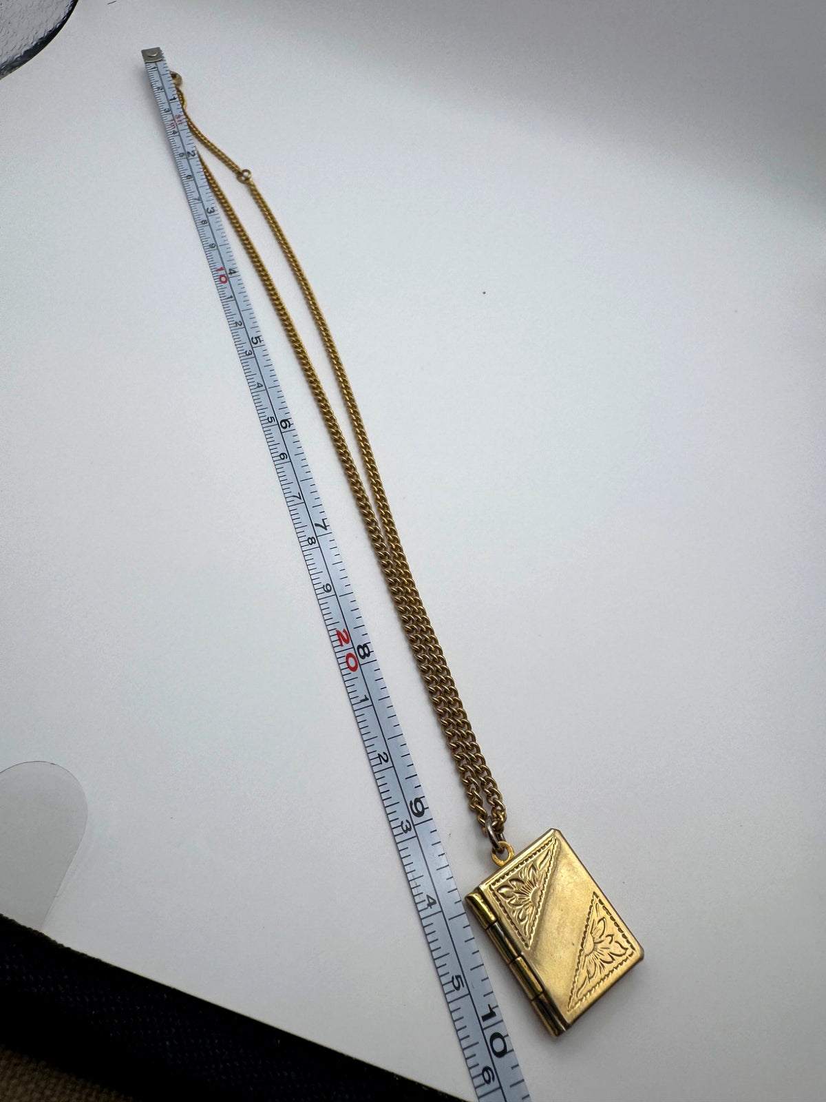 Vintage Sarah Coventry Gold Tone Book Locket Necklace, 18", Signed