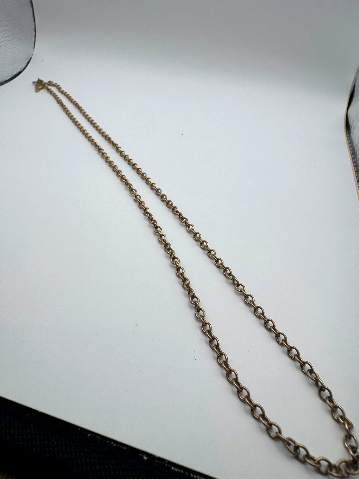 Vintage Sarah Coventry Gold Tone Cable Chain Necklace, SC Hand-Mirror Tag, Hook Closure, Signed