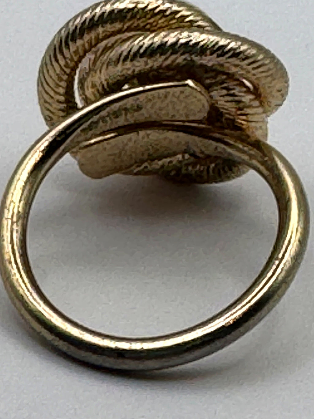 Vintage Sarah Coventry Gold Tone Faux Pearl Love Knot Ring, Size 6, Signed