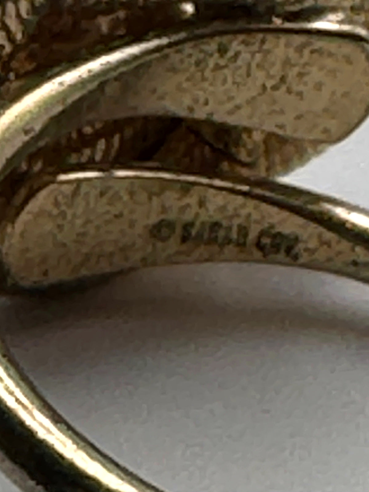 Vintage Sarah Coventry Gold Tone Faux Pearl Love Knot Ring, Size 6, Signed