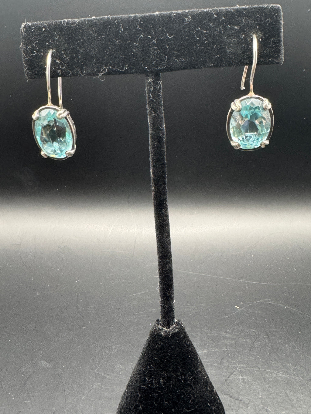 925 Sterling Silver Blue Topaz Drop Earrings – Vintage Style