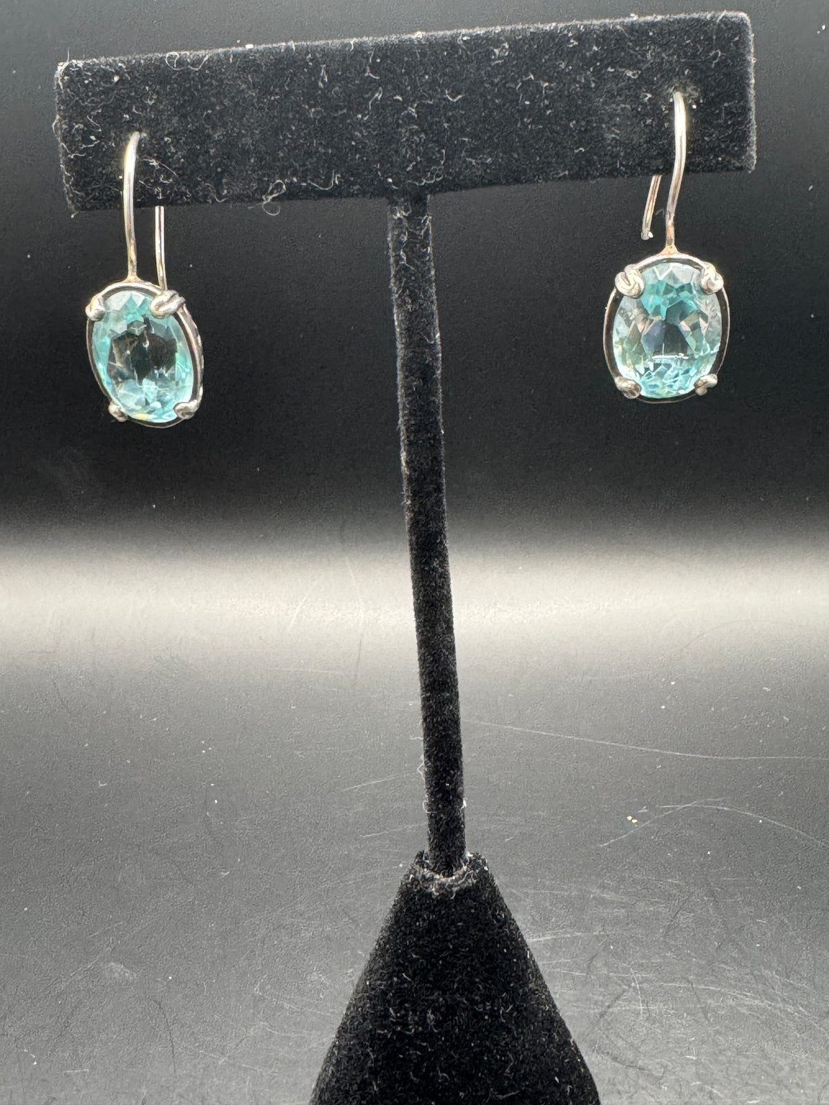 925 Sterling Silver Blue Topaz Drop Earrings – Vintage Style