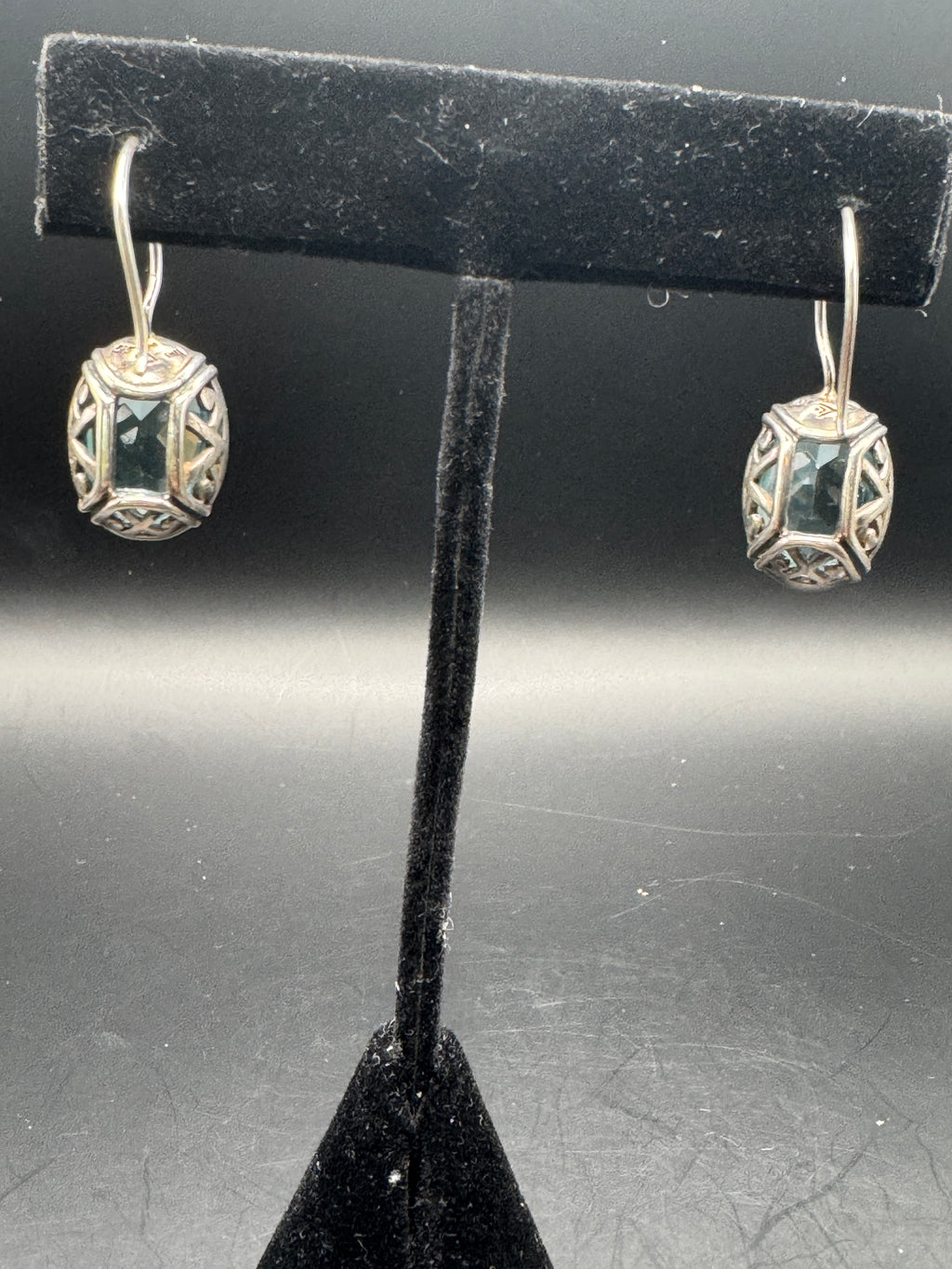 925 Sterling Silver Blue Topaz Drop Earrings – Vintage Style