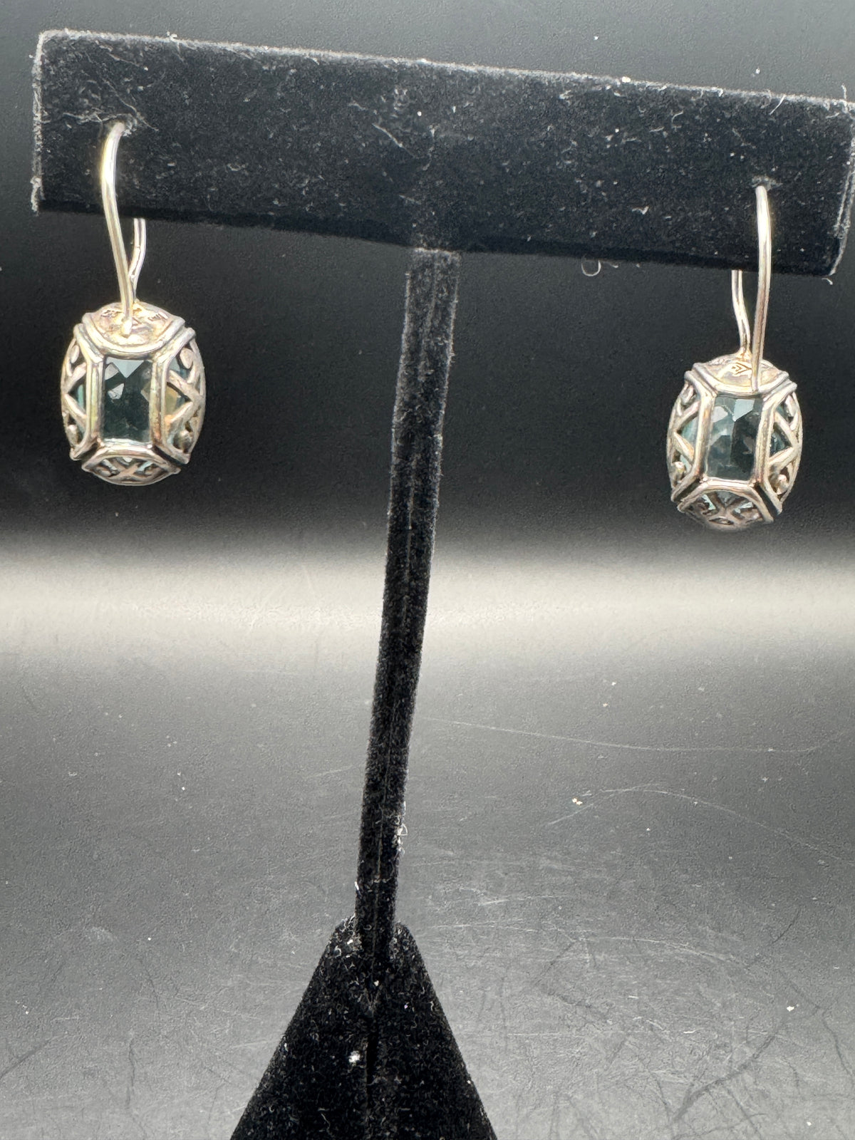925 Sterling Silver Blue Topaz Drop Earrings – Vintage Style