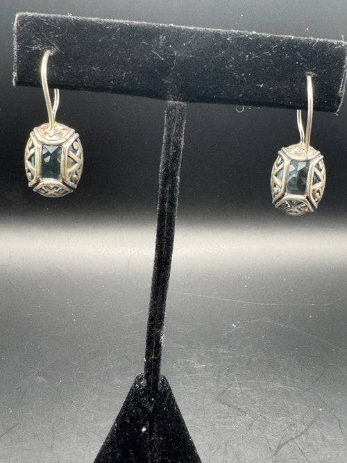 925 Sterling Silver Blue Topaz Drop Earrings – Vintage Style