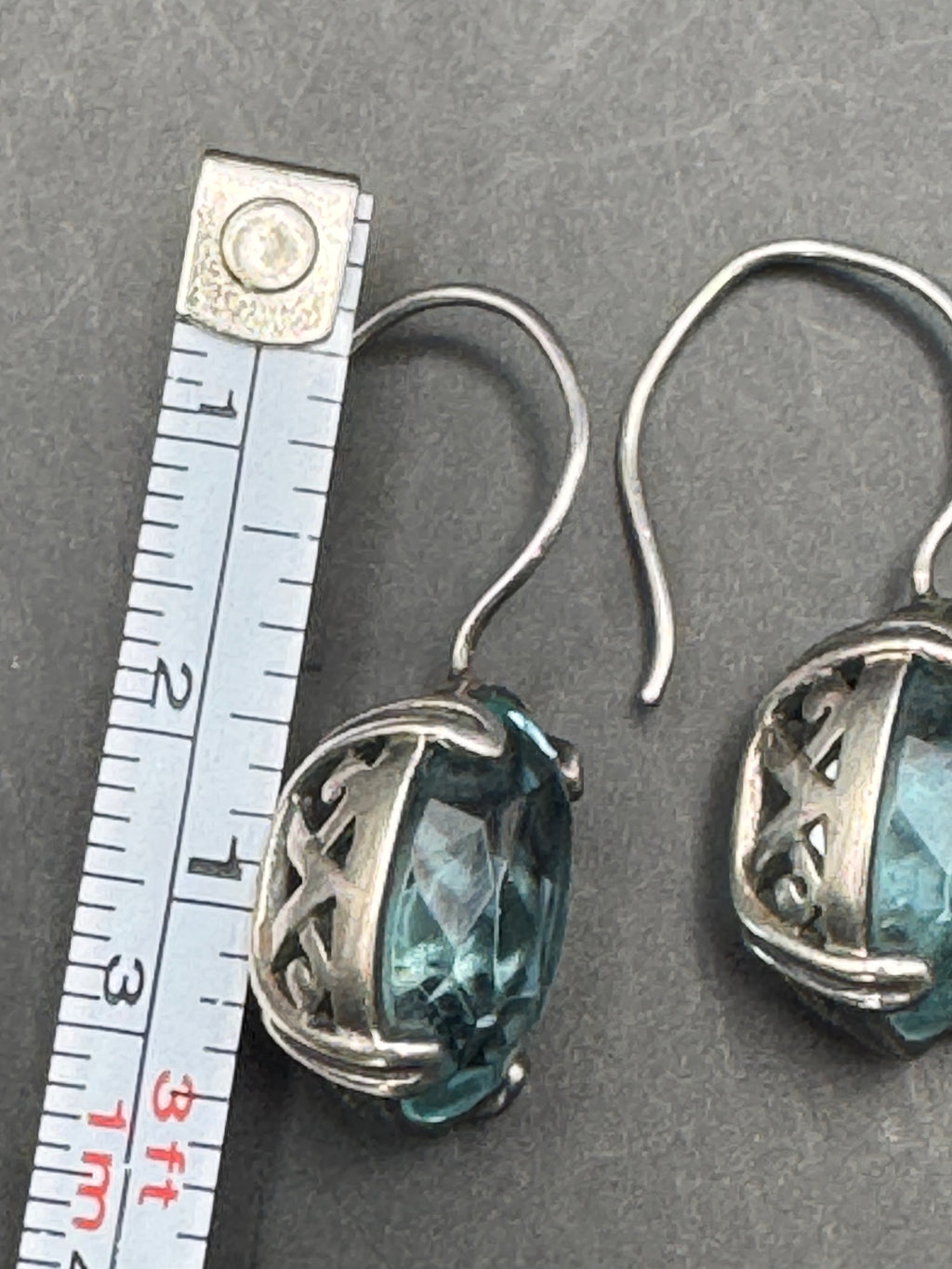 925 Sterling Silver Blue Topaz Drop Earrings – Vintage Style