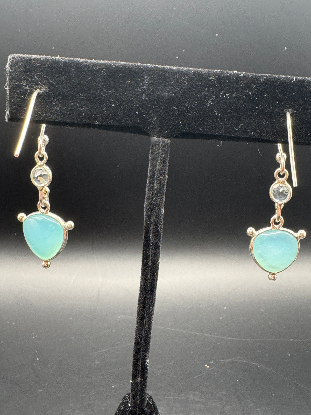 Silver-Tone Blue-Green Gemstone Drop Earrings – Dangle Earrings