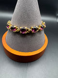 Vintage Swarovski Purple Crystal Bracelet – Gold-Tone – Signed Clasp – Approx. 7.5"