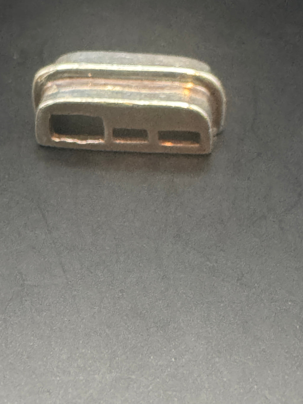 925 Sterling Silver Vertical Slide-Through Pendant, Rectangular Cutout Design, Vintage