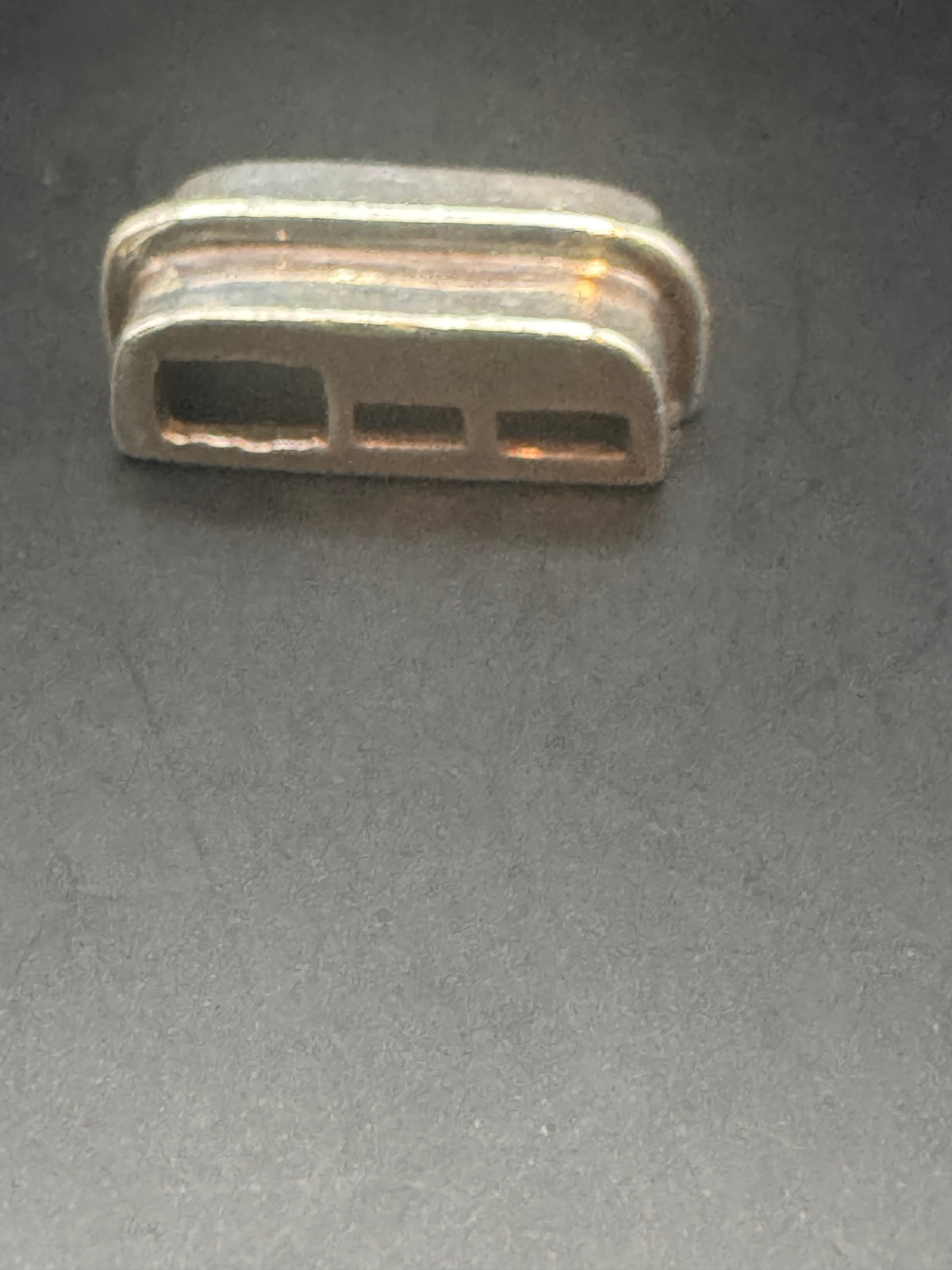 925 Sterling Silver Vertical Slide-Through Pendant, Rectangular Cutout Design, Vintage