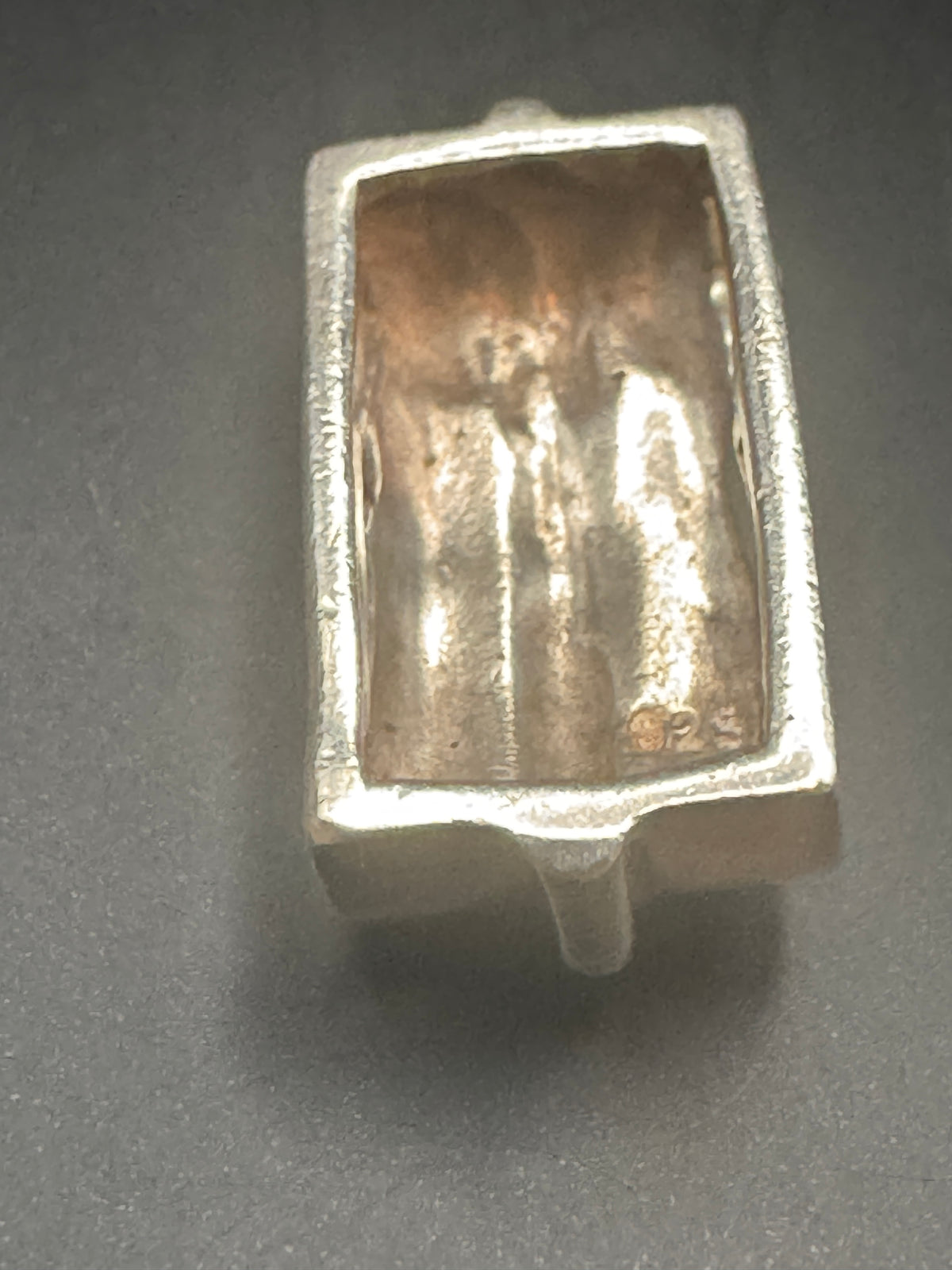 925 Sterling Silver Vertical Slide-Through Pendant, Rectangular Cutout Design, Vintage