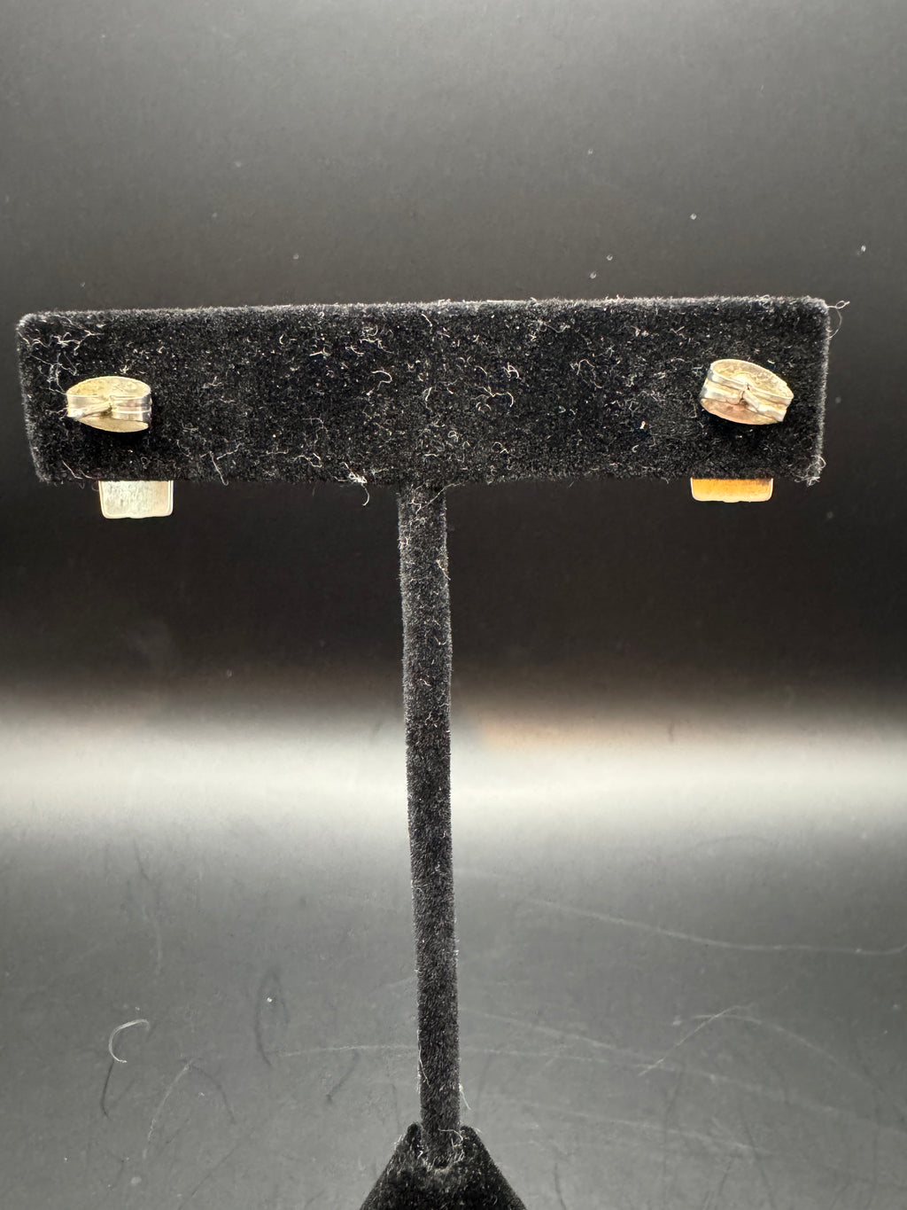Vintage Silver Tone Geometric Etched Rectangle Stud Earrings Artisan Handmade