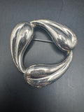 Monet Signed Silver-Tone Sculptural Leaf Swirl Brooch