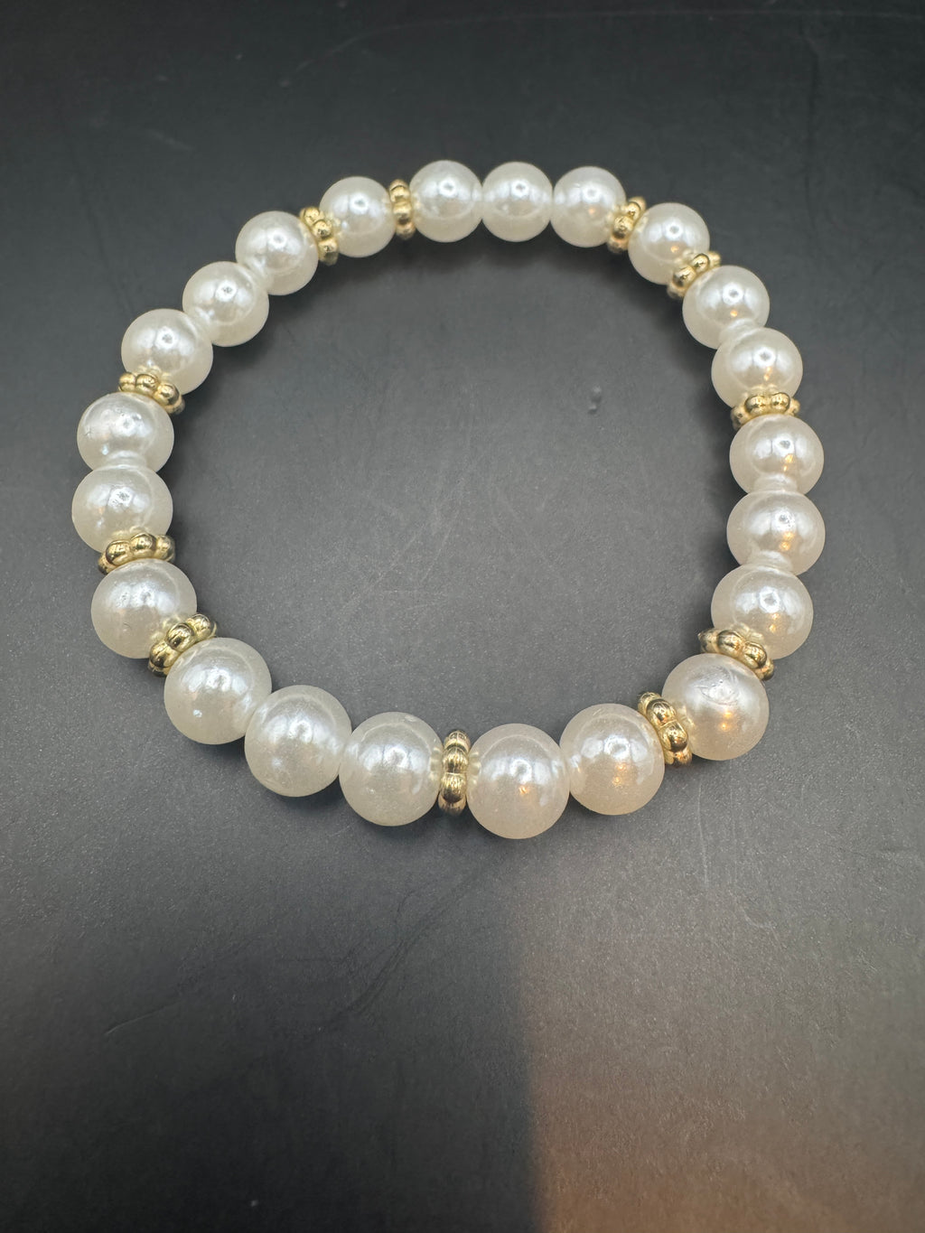 Faux Pearl Stretch Bracelet Set of 4, Gold-Tone Accents