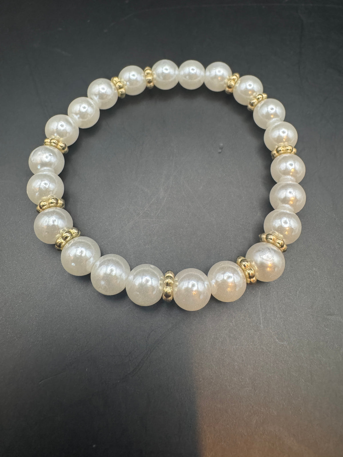 Faux Pearl Stretch Bracelet Set of 4, Gold-Tone Accents
