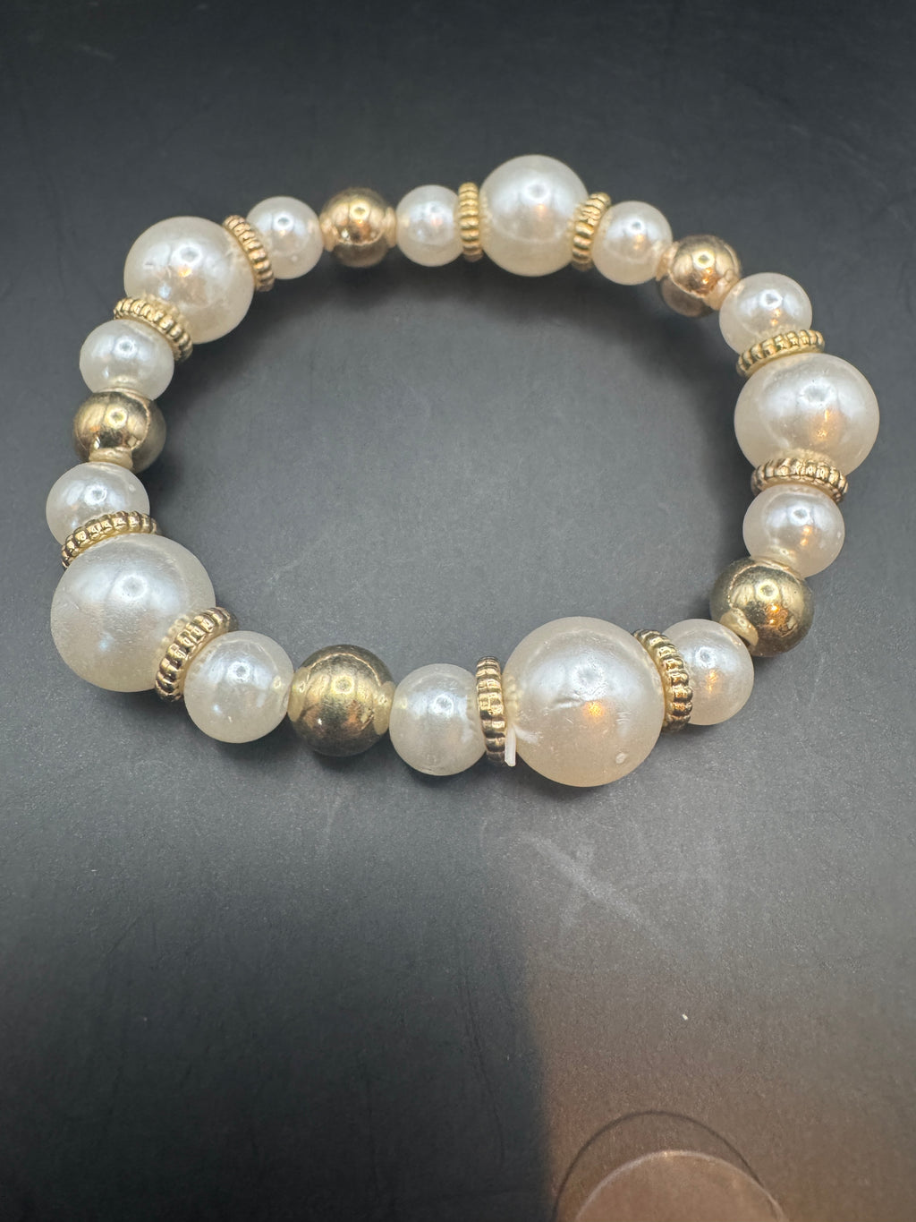 Faux Pearl Stretch Bracelet Set of 4, Gold-Tone Accents