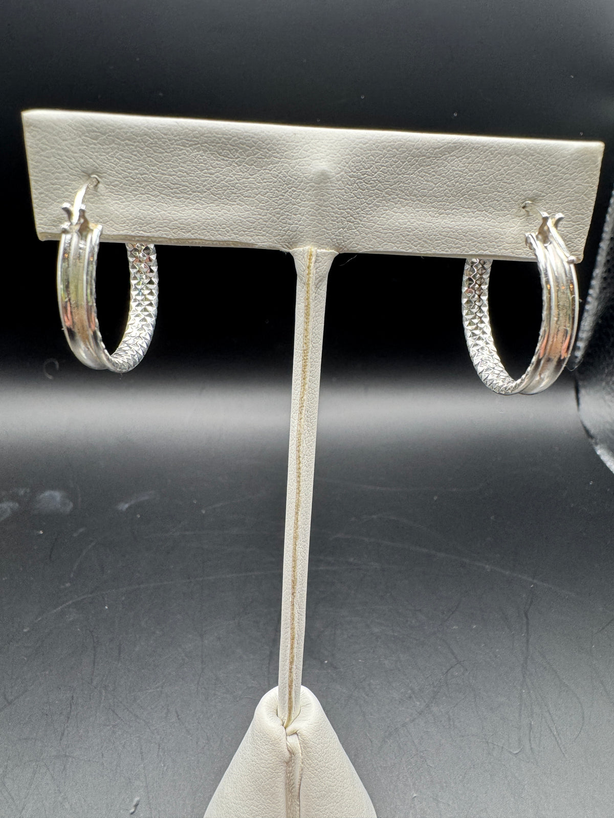 Sterling Silver Diamond Cut Hoop Earrings Signed MC-235 .925 Mexico
