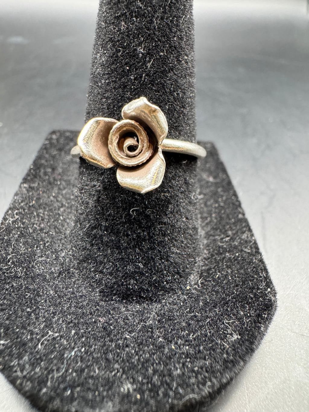 Vintage Sterling Silver Rose Flower Ring, 925, Size 7