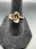 Vintage Sterling Silver Rose Flower Ring, 925, Size 7