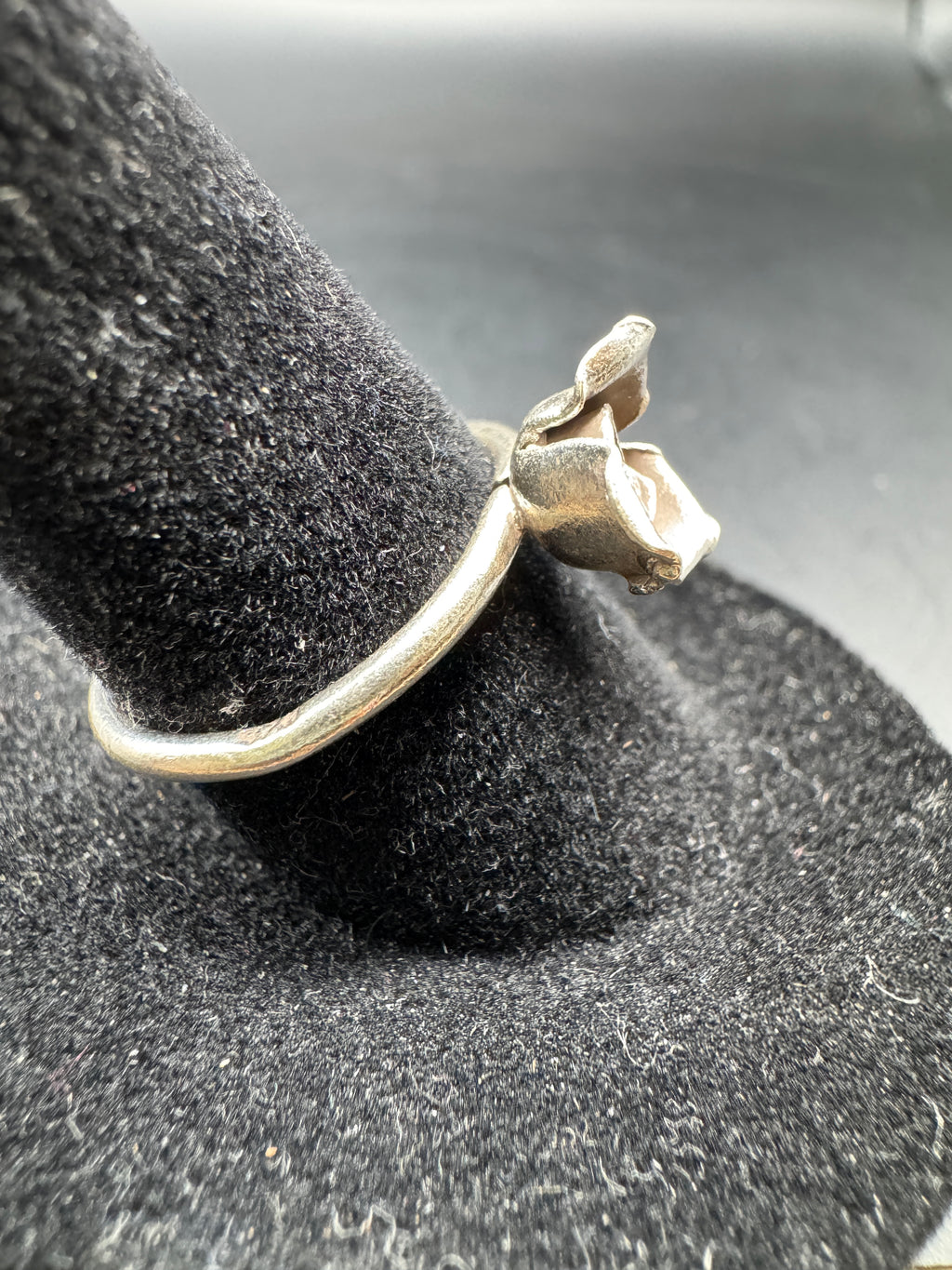Vintage Sterling Silver Rose Flower Ring, 925, Size 7